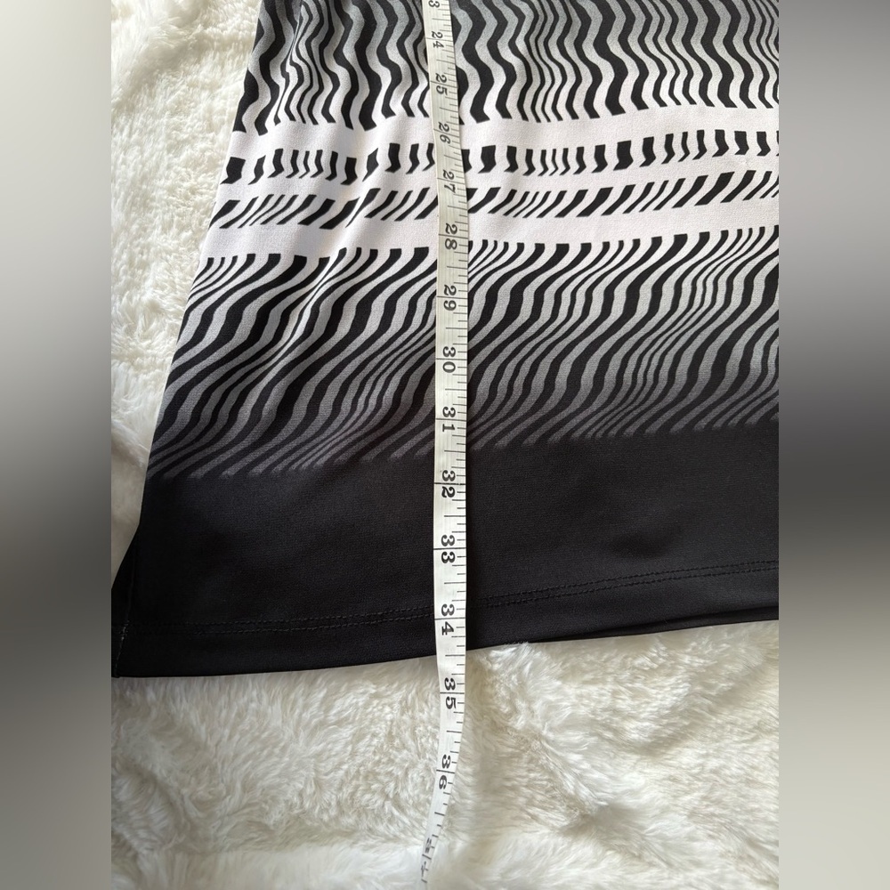 Emma & Michelle Black & White Abstract Stripe Tunic 3/4 Sleeve Boat Neck Sz:Smal - Picture 5 of 10